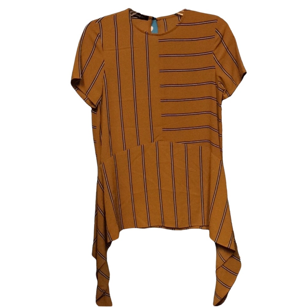 Hippie Chic asymmetrical‎ hem short sleeve blouse